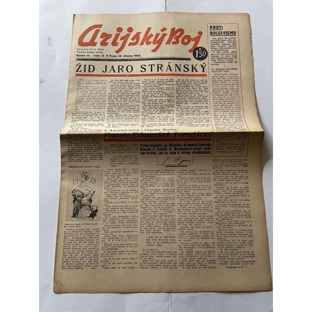 Arijský boj, ročník IV., číslo 12/1943 - Ústřední list protižidovské ligy [časopis kolaborantů, nacismus, antisemitismus, protižidovské, Židé]