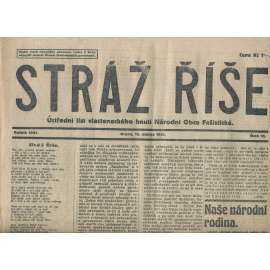Stráž Říše, číslo 15/1931. Ústřední list Radikálních národovců československých (noviny, 1. republika)