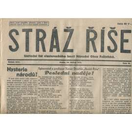 Stráž Říše, číslo 16/1931. Ústřední list Radikálních národovců československých (noviny, 1. republika)