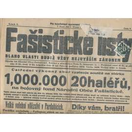 Fašistické listy, ročník II., číslo 9/1932. Oficiální list Národní obce fašistické (noviny, pravicová literatura, 1. republika)