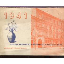 Akciová moravská knihtiskárna polygrafie v Brně 1941 (kalendář, fotografie)