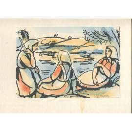 Odpočinek, kolorovaná litografie (Alois Moravec)