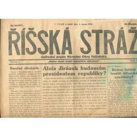 Říšská stráž, ročník I., číslo 3/1927. Ústřední orgán Národní obce fašistické (staré noviny, fašisté, Gajda)