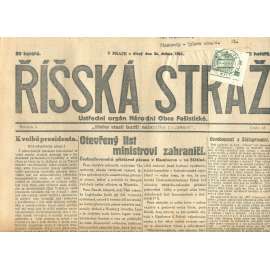 Říšská stráž, ročník I., číslo 15/1927. Ústřední orgán Národní obce fašistické (staré noviny, fašisté, Gajda)