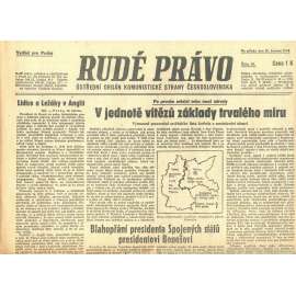 Rudé právo, číslo 38. Ústřední orgán Komunistické strany Československa (20.6.1945) - staré noviny