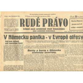 Rudé právo, ročník XII., číslo 138. Ústřední orgán Komunistické strany Československa (16.7.1931) - staré noviny, 1. republika