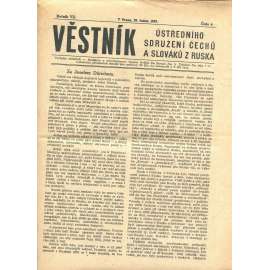 Věstník Ústředního sdružení Čechů a Slováků z Ruska, ročník VII., číslo 4/1927 (legie, legionáři, legie v Rusku) - časopis
