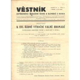 Věstník Ústředního sdružení Čechů a Slováků z Ruska, ročník XV., číslo 4/1935 (legie, legionáři, legie v Rusku) - časopis