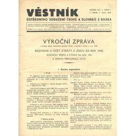 Věstník Ústředního sdružení Čechů a Slováků z Ruska, ročník XXI., číslo 1/1941 (legie, legionáři, legie v Rusku) - časopis