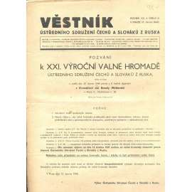 Věstník Ústředního sdružení Čechů a Slováků z Ruska, ročník XX., číslo 2/1940 (legie, legionáři, legie v Rusku) - časopis