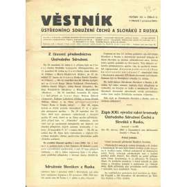 Věstník Ústředního sdružení Čechů a Slováků z Ruska, ročník XX., číslo 3/1940 (legie, legionáři, legie v Rusku) - časopis