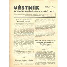 Věstník Ústředního sdružení Čechů a Slováků z Ruska, ročník XX., číslo 3/1940 (legie, legionáři, legie v Rusku) - časopis