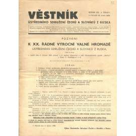 Věstník Ústředního sdružení Čechů a Slováků z Ruska, ročník XIX., číslo 1/1939 (legie, legionáři, legie v Rusku) - časopis