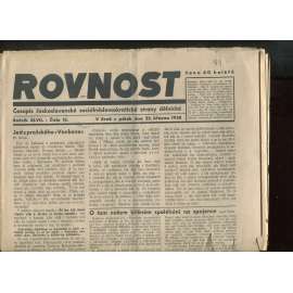 Rovnost, ročník XLVII., číslo 13/1938. Časopis československé sociálnědemokratické strany dělnické (noviny) - pošk.