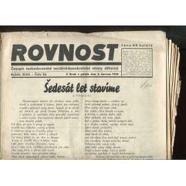 Rovnost, ročník XLVII., číslo 23/1938. Časopis československé sociálnědemokratické strany dělnické (noviny)