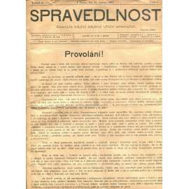 Spravedlnost, Ročník I., číslo 1/1903. Časopis hájící zájmy třídy pracující