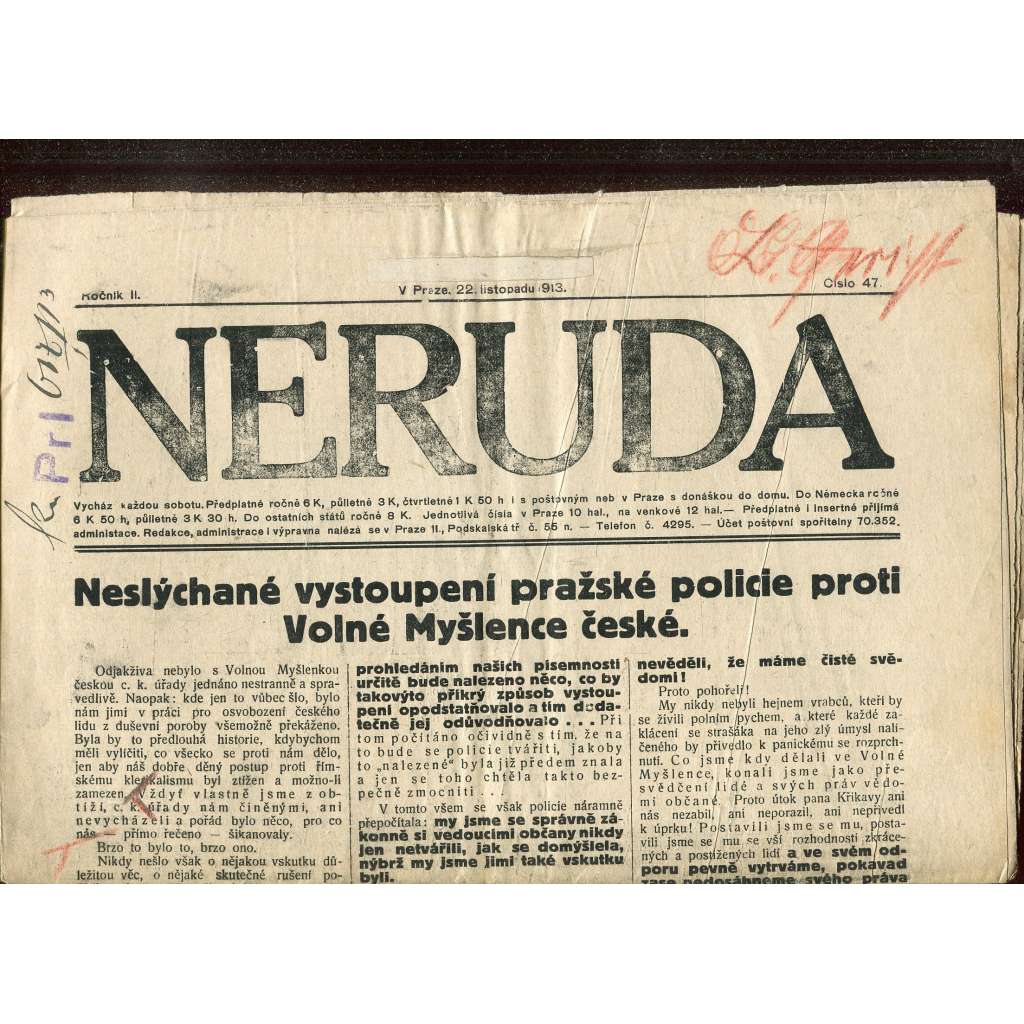 Neruda, ročník I., číslo 47/1913 (noviny)