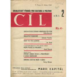 Cíl, ročník IV., číslo 2/1948. Socialistický týdeník pro kulturu a politiku (časopis, noviny)