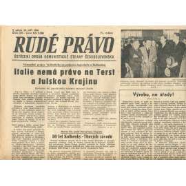 Rudé právo, číslo 218 (20.9.1946). Ústřední orgán Komunistické strany Československa (noviny)