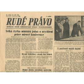 Rudé právo, číslo 222 (25.9.1946). Ústřední orgán Komunistické strany Československa (noviny)