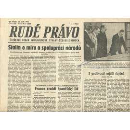 Rudé právo, číslo 222 (25.9.1946). Ústřední orgán Komunistické strany Československa (noviny)