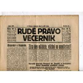 Rudé právo - večerník, ročník III., číslo 199. (2.9.1922). 1. republika, noviny