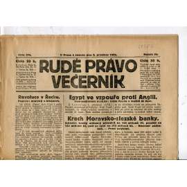 Rudé právo - večerník, ročník III., číslo 274. (2.12.1922). 1. republika, noviny