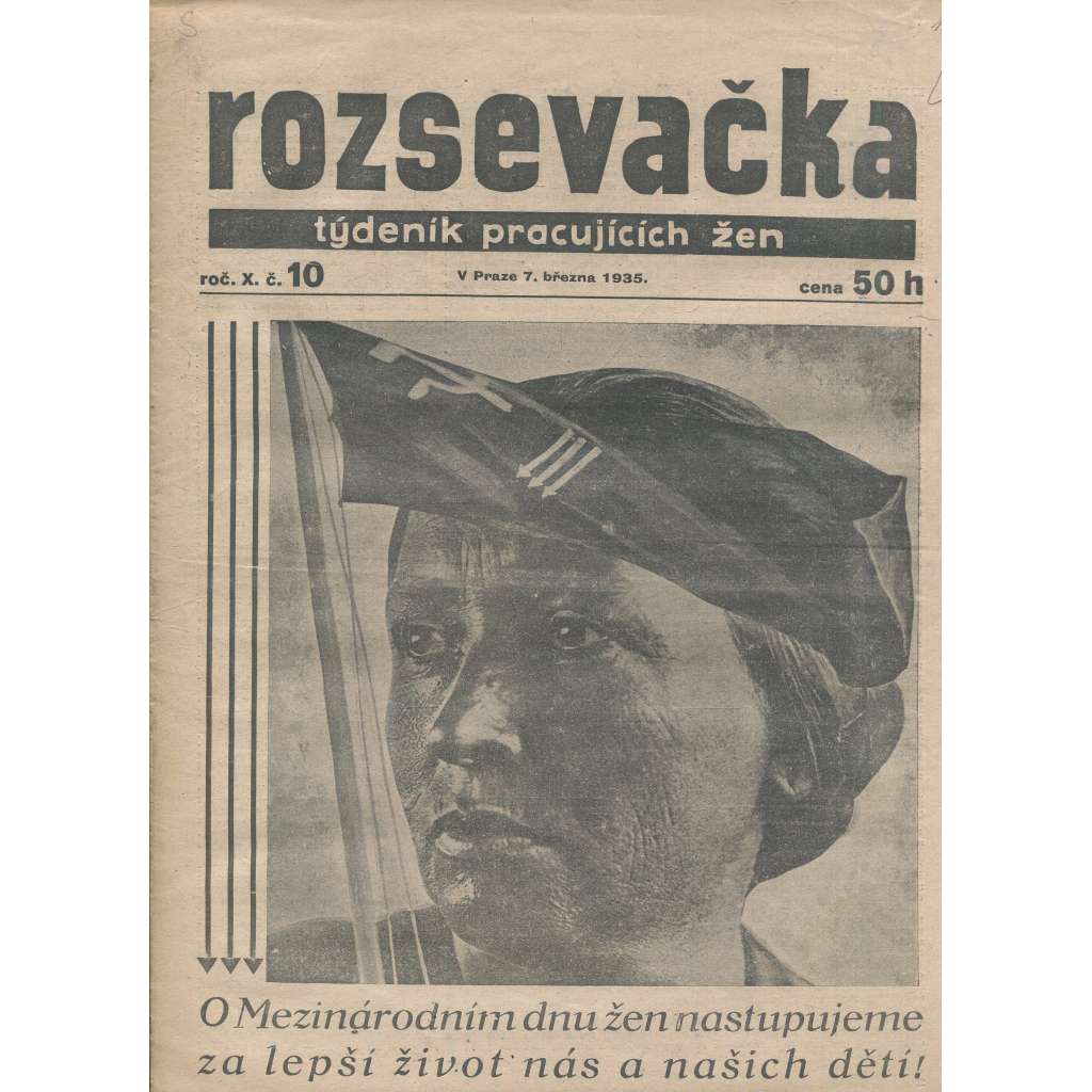 Rozsevačka, ročník X., číslo 10/1935. Týdeník pracujících žen (časopis, 1. republika, noviny)