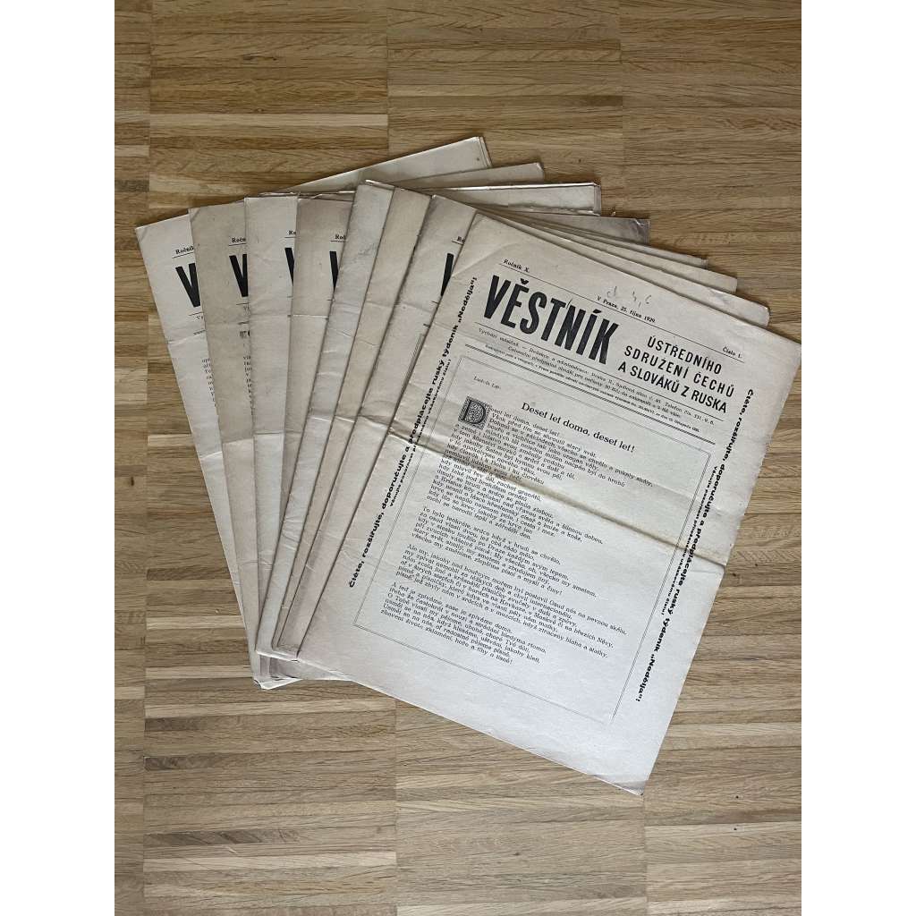 Věstník Ústředního sdružení Čechů a Slováků z Ruska, ročník X., čísla 1-3, 5 a 7-12/1929-1930 (legie, legionáři, legie v Rusku) - časopis