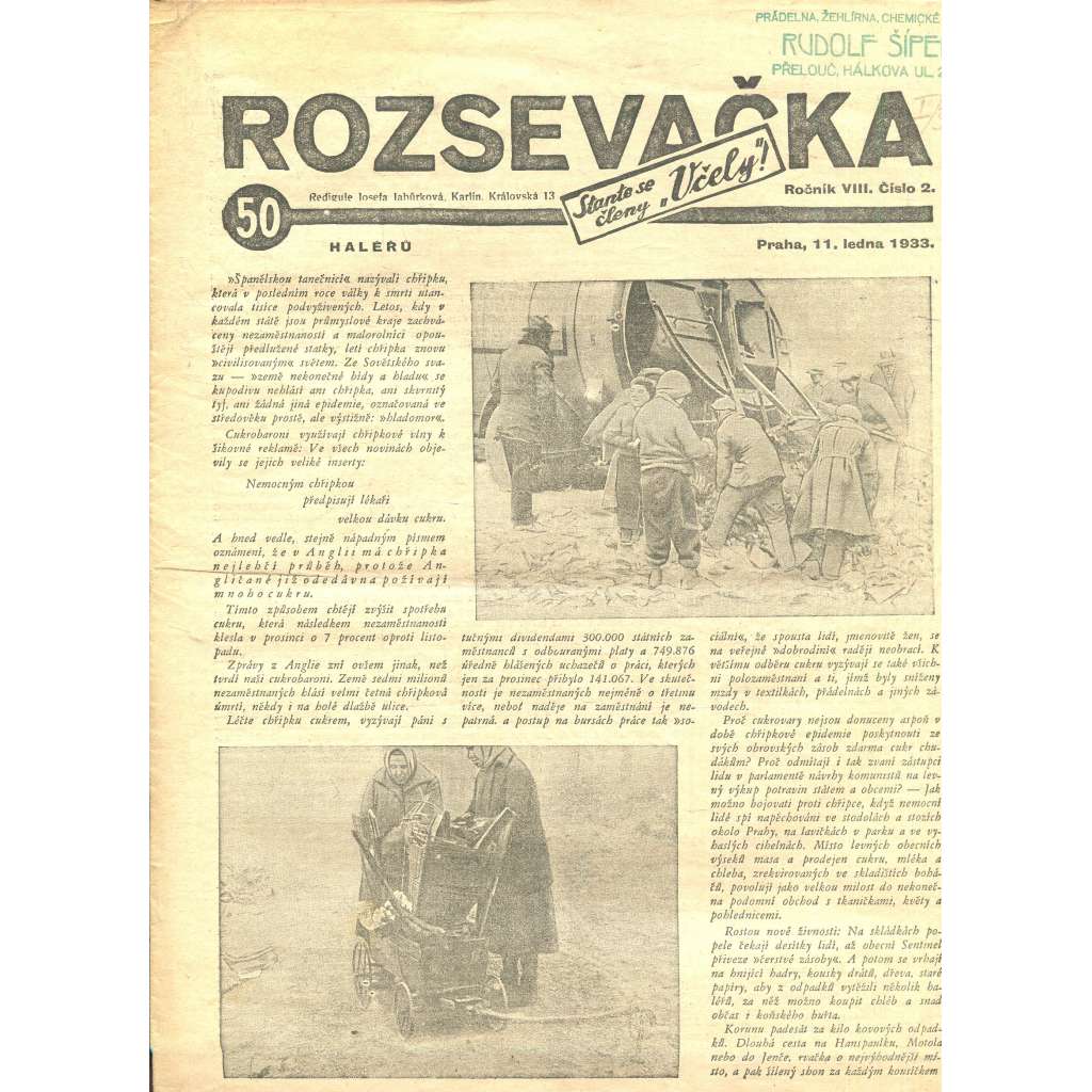 Rozsevačka, ročník VIII., číslo 2/1933 (časopis, 1. republika, noviny)