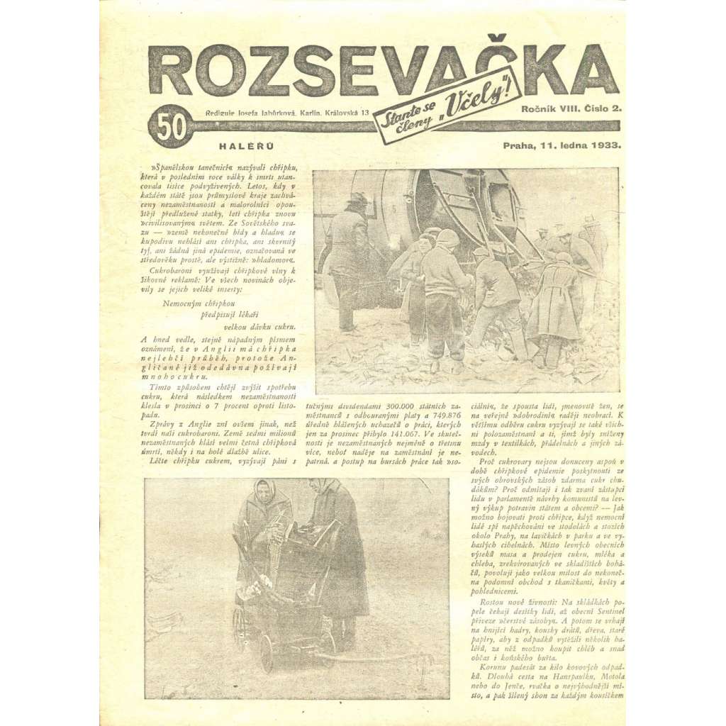Rozsevačka, ročník VIII., číslo 2/1933 (časopis, 1. republika, noviny)