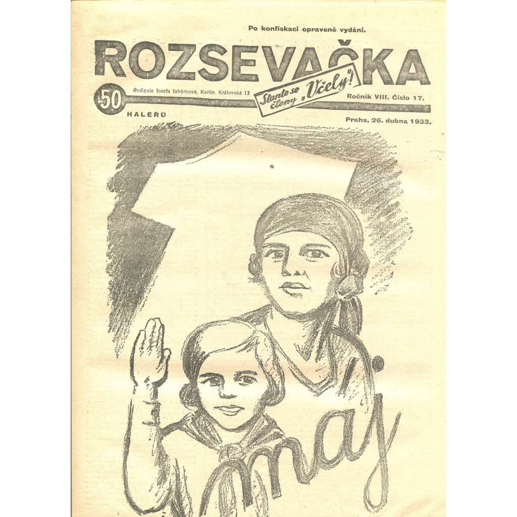 Rozsevačka, ročník VIII., číslo 17/1933 (časopis, 1. republika, noviny)