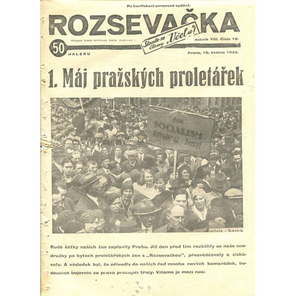 Rozsevačka, ročník VIII., číslo 19/1933 (časopis, 1. republika, noviny)