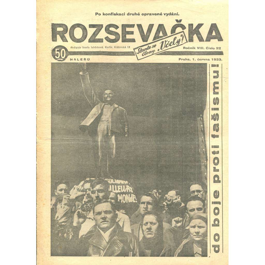 Rozsevačka, ročník VIII., číslo 22/1933 (časopis, 1. republika, noviny)
