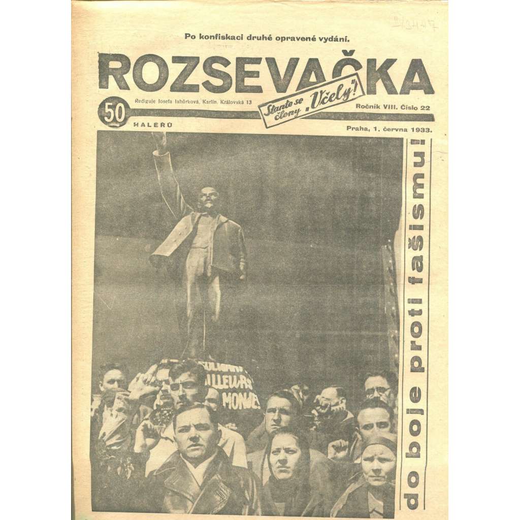Rozsevačka, ročník VIII., číslo 22/1933 (časopis, 1. republika, noviny)