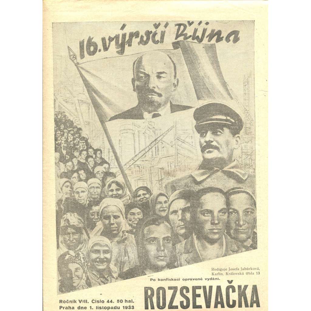 Rozsevačka, ročník VIII., číslo 44/1933 (časopis, 1. republika, noviny)