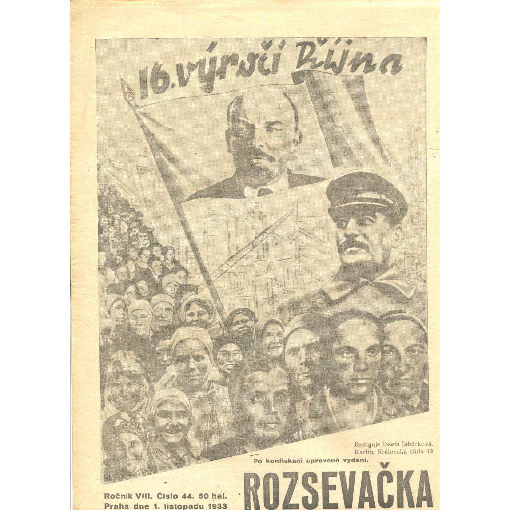 Rozsevačka, ročník VIII., číslo 44/1933 (časopis, 1. republika, noviny)