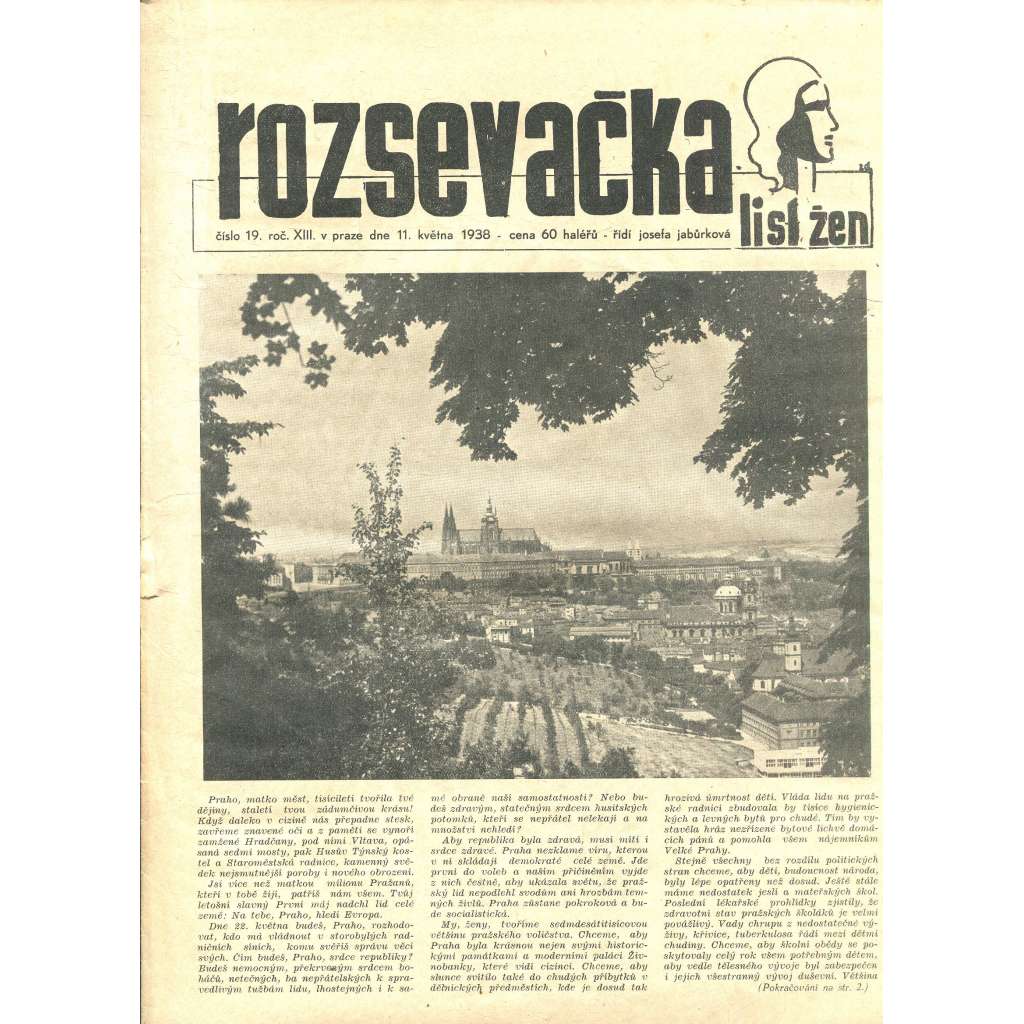Rozsevačka, ročník XIII., číslo 19/1938 (časopis, noviny)