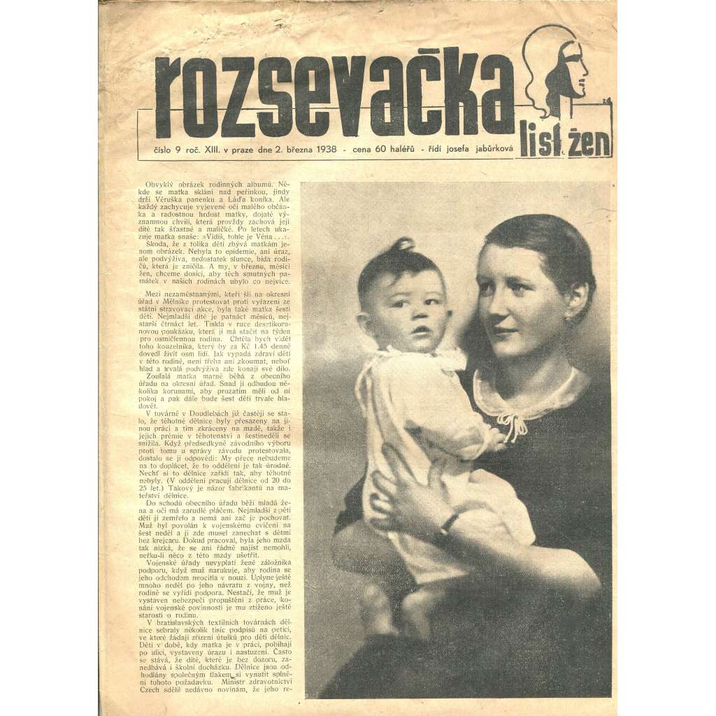 Rozsevačka, ročník XIII., číslo 9/1938 (časopis, noviny)