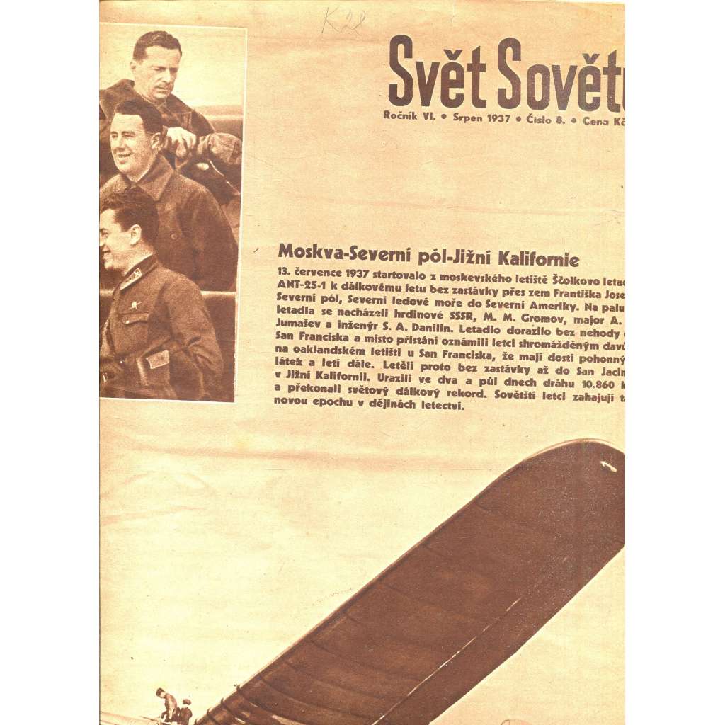 Svět sovětů, ročník VI., číslo 8/1937 (časopis, noviny)
