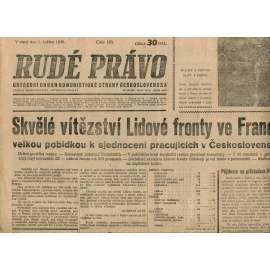 Rudé právo, číslo 105. Ústřední orgán Komunistické strany Československa (5.5.1936) - staré noviny, 1. republika