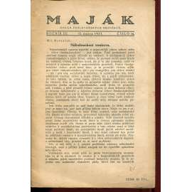 Maják, ročník III., číslo 16/1927. Orgán Proletářských bezvěrců (časopis, levicová literatura)