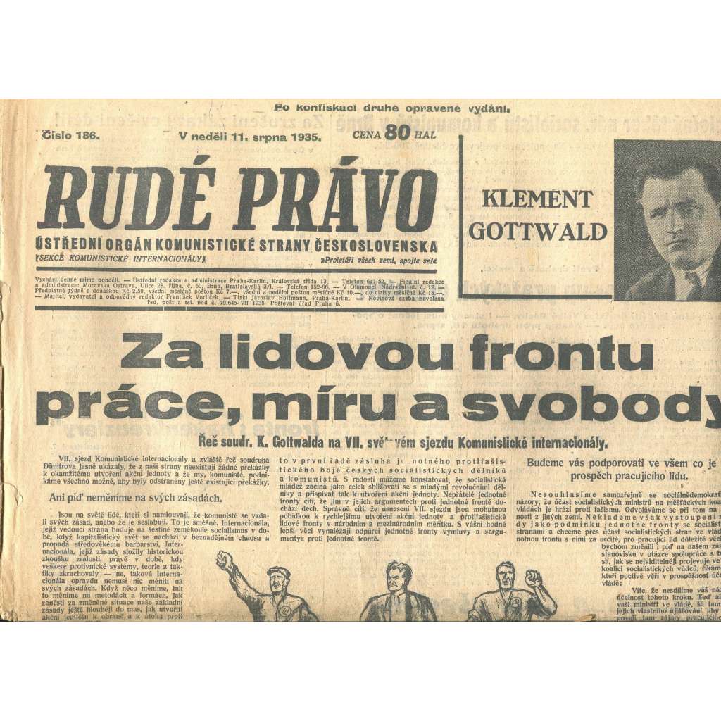 Rudé právo, číslo 186/1935 (1. republika, staré noviny) - [komunisté, komunismus]