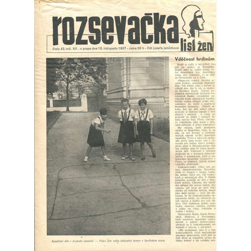 Rozsevačka, ročník XII., číslo 45/1937 (časopis, noviny)