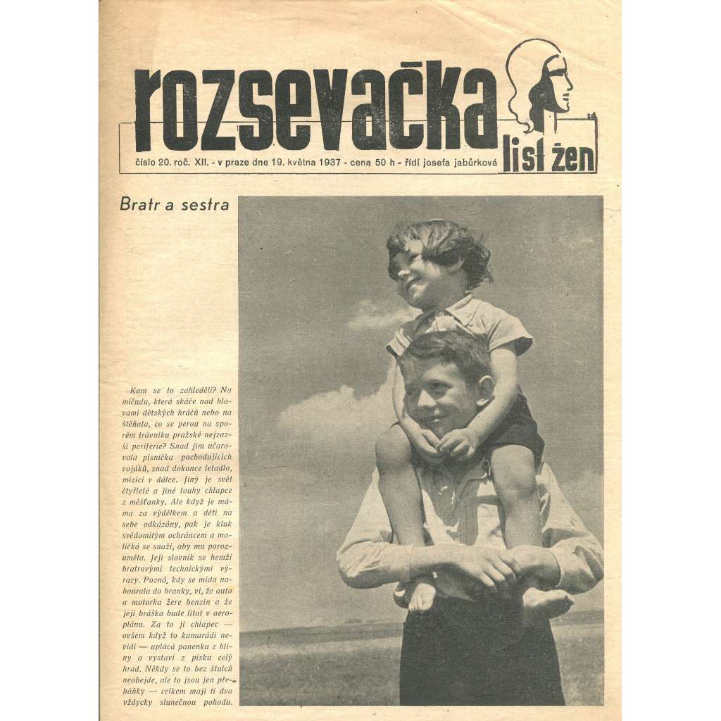 Rozsevačka, ročník XII., číslo 20/1937 (časopis, noviny)