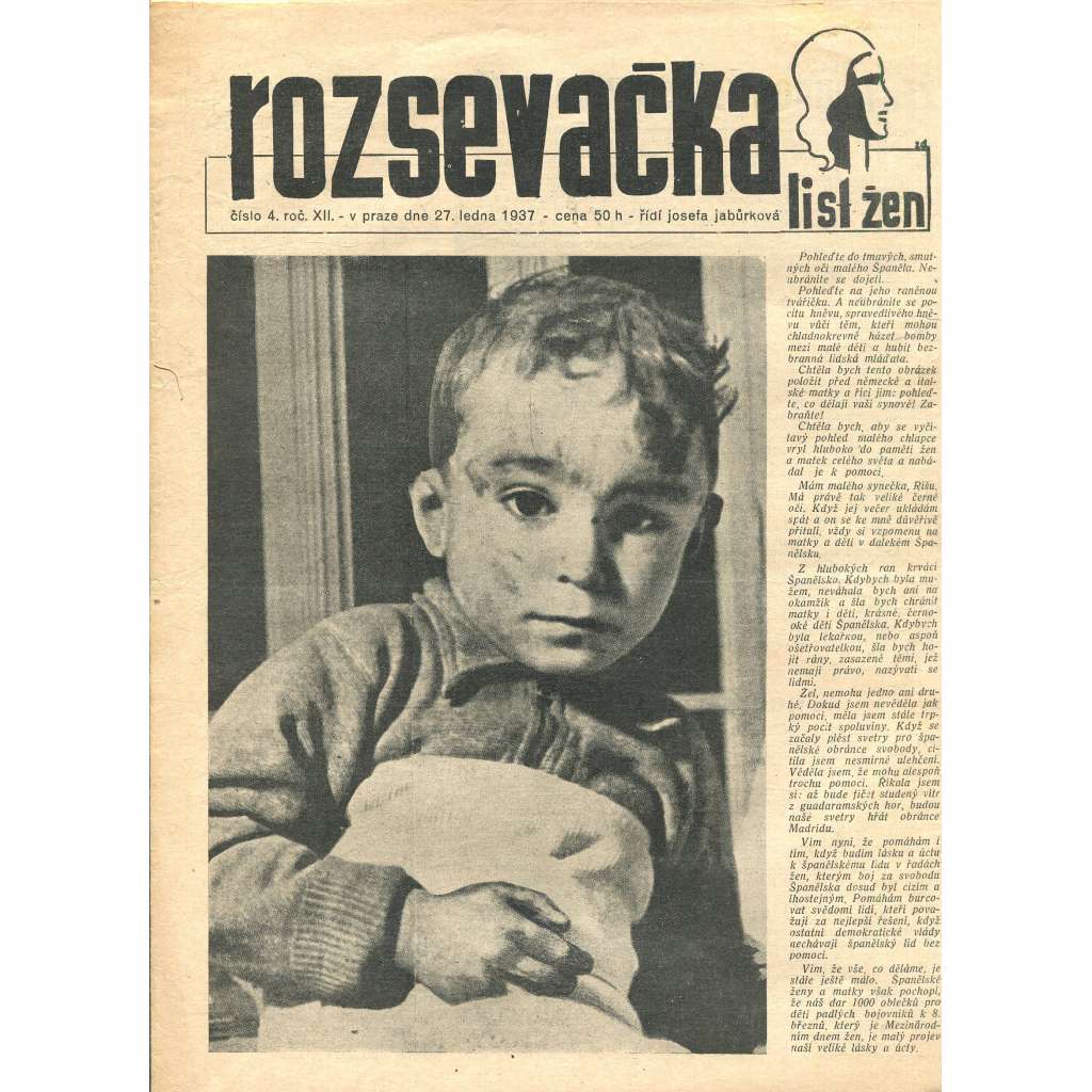 Rozsevačka, ročník XII., číslo 4/1937 (časopis, noviny)