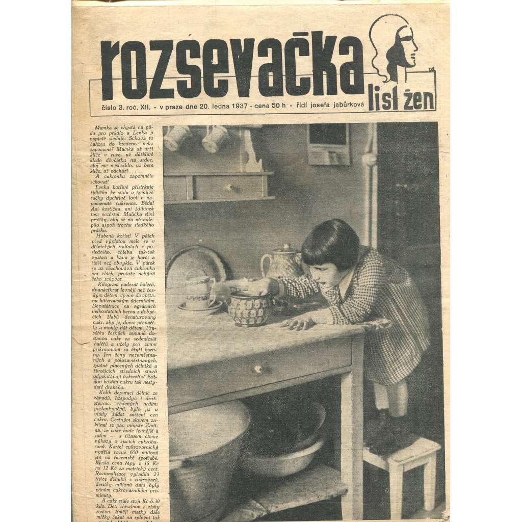 Rozsevačka, ročník XII., číslo 3/1937 (časopis, noviny) - pošk.