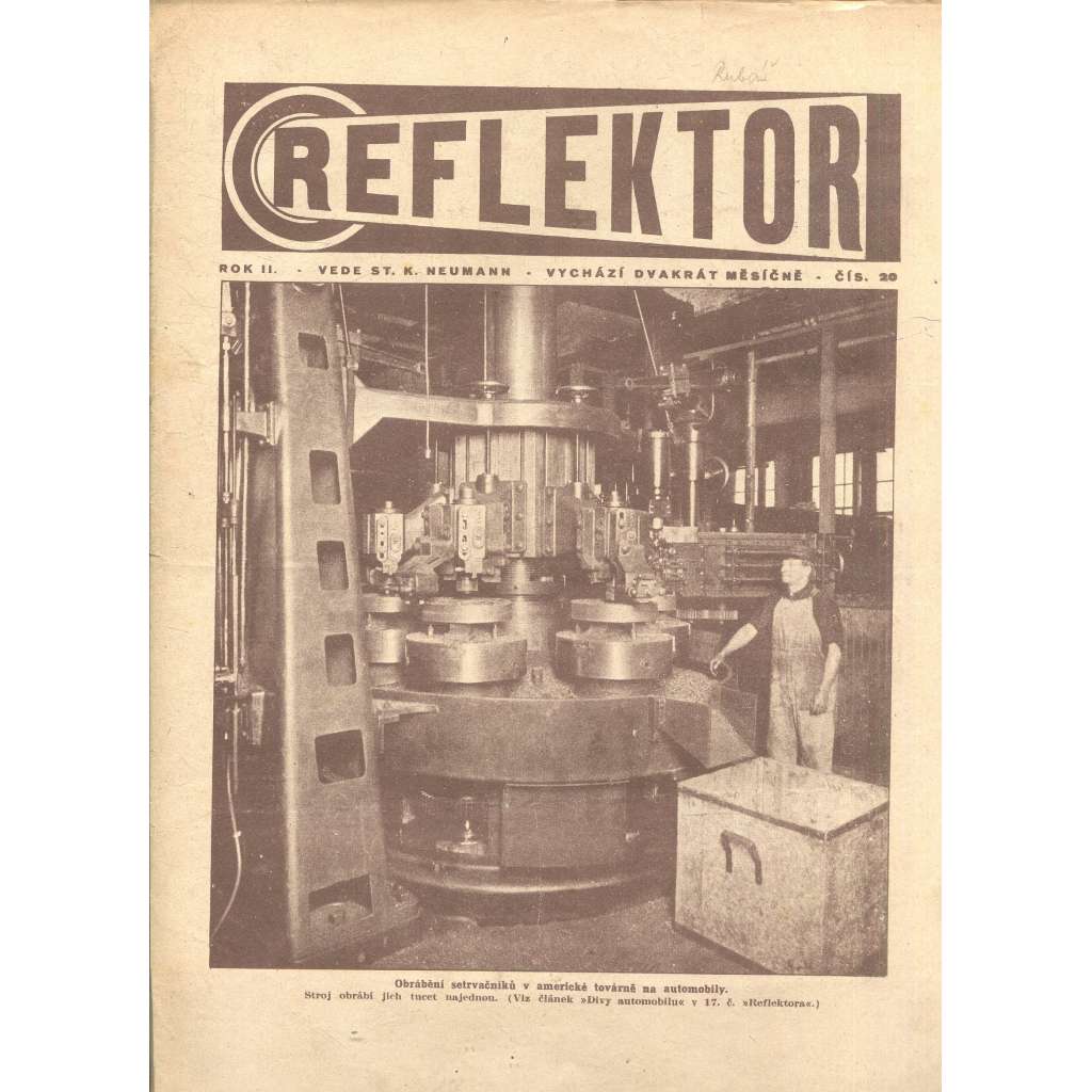 Reflektor, ročník II., číslo 20 (časopis, staré noviny, 1. republika)