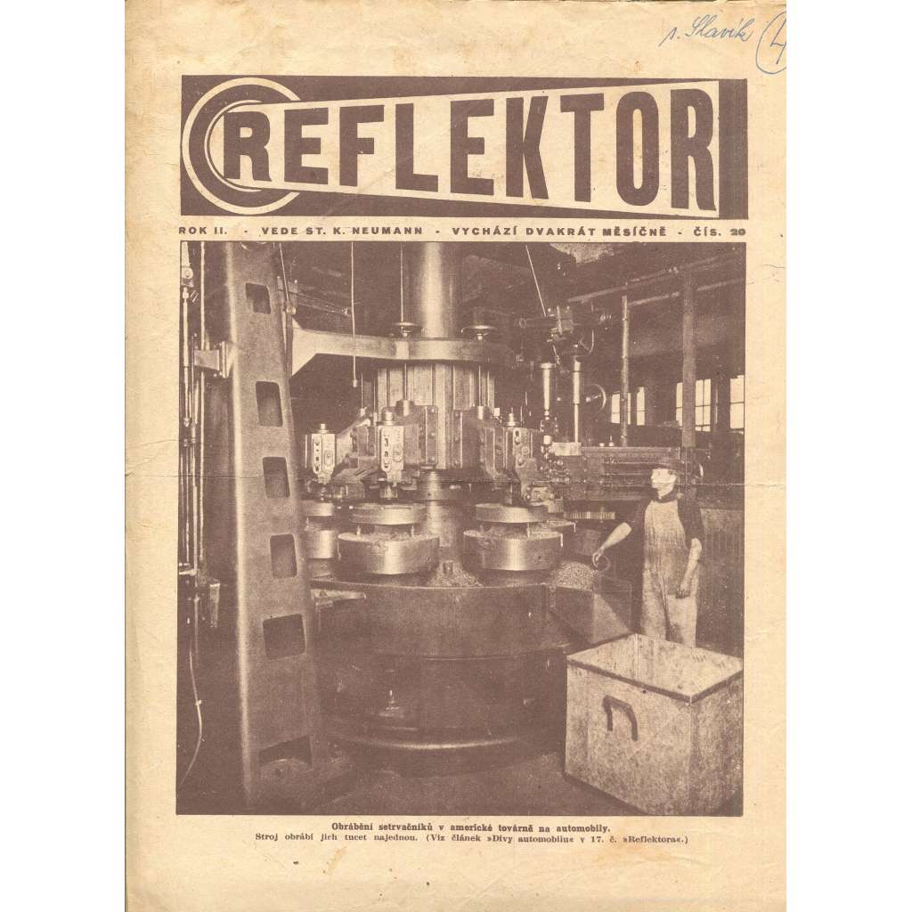 Reflektor, ročník II., číslo 20 (časopis, staré noviny, 1. republika)