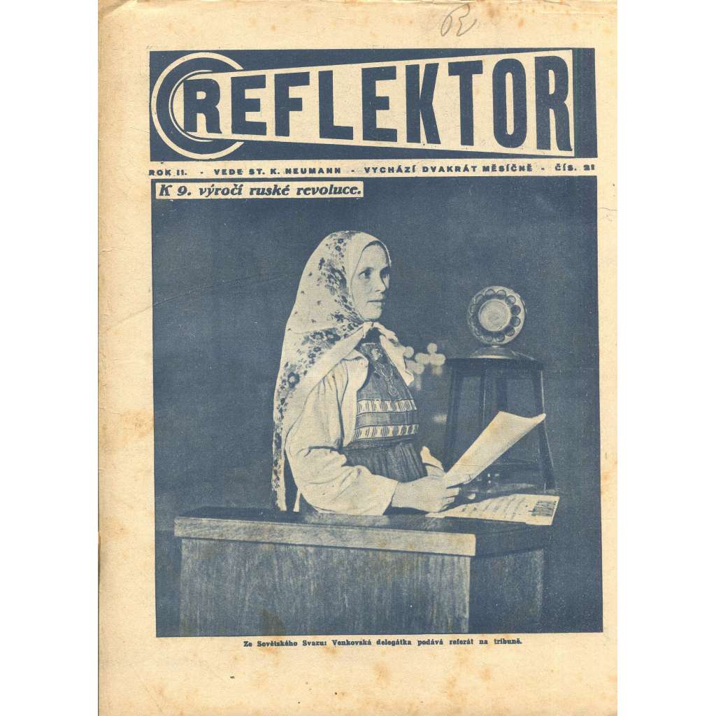 Reflektor, ročník II., číslo 21 (časopis, staré noviny, 1. republika)
